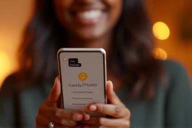 Happy user receiving loyalty points on app